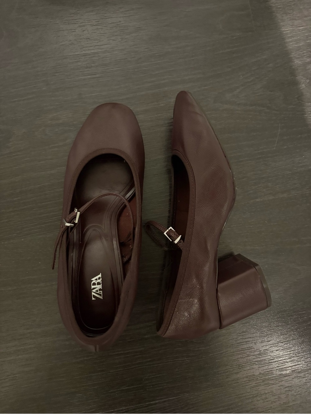 Zara Burgundy Red Heeled Strappy Mary Janes - Picture 3 of 3